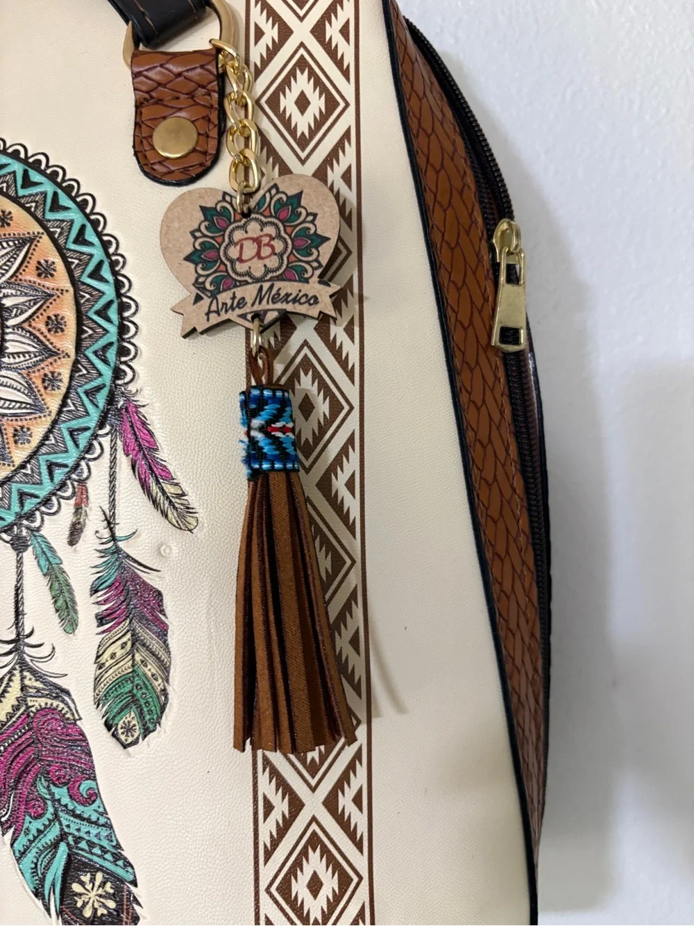 Artisan Dreamcatcher Leather Backpack Handcrafted NWT